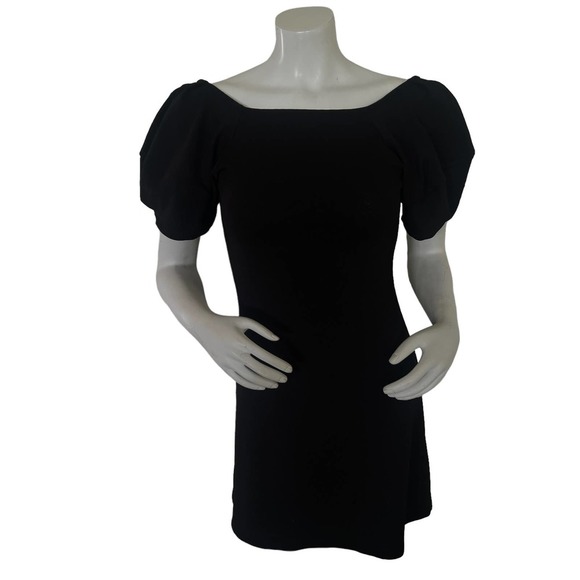 ZARA Balloon Sleeve Black Low Back Mini Dress Size S - Picture 2 of 9